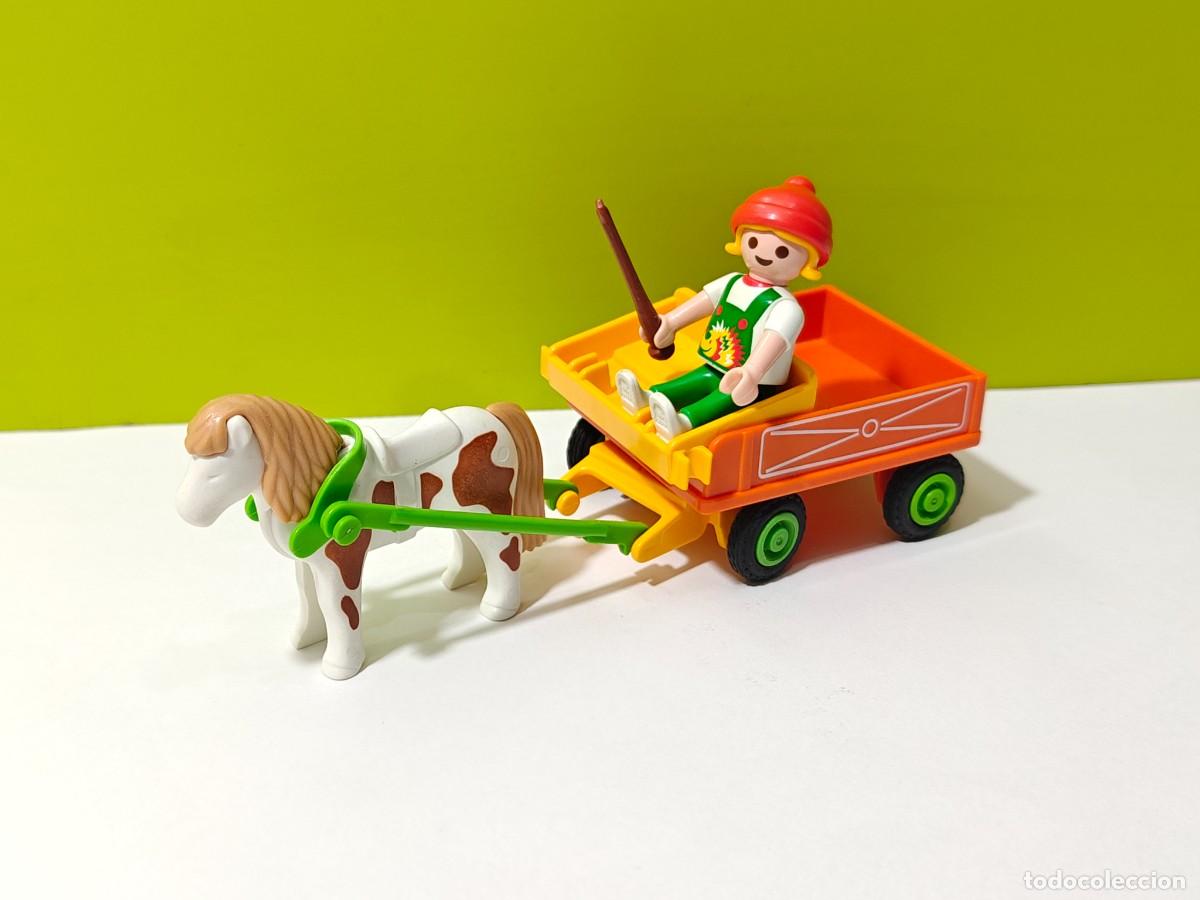 Playmobil: playmobil figura ni&ntilde;a en carro con pony, caballos, country, Heidi, granja, establo, huerto, city.