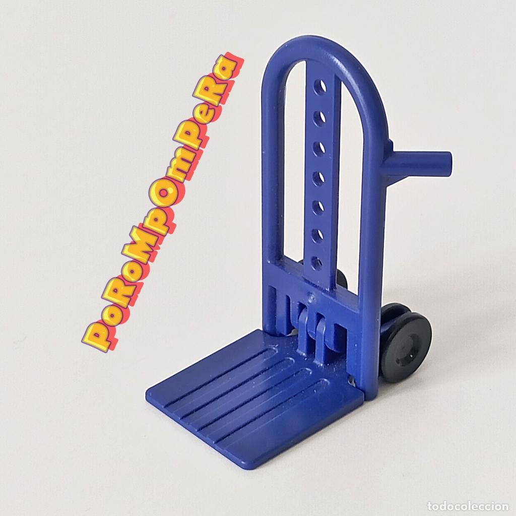 Playmobil: PLAYMOBIL CARRETILL PLEGABLE AZUL 4082 4411 TRANSPORT MERCANC&Iacute;A SIMILAR 4135 4146 4401 4903 5259 CG3