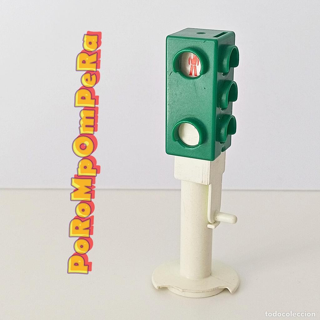 Playmobil: PLAYMOBIL SEM&Aacute;FORO BLANCO-VERDE 3494 3521 SIMILAR 3489 POLIC&Iacute;A TR&Aacute;FICO A&Ntilde;OS 80 CG3