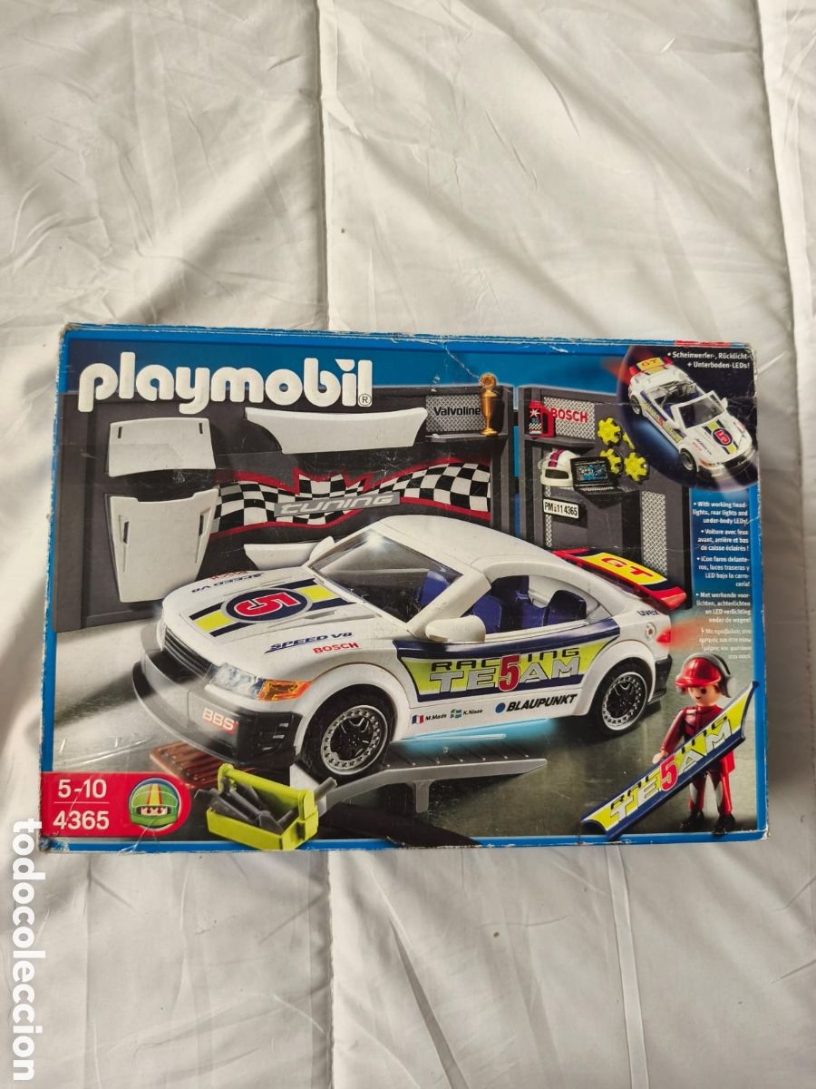 Playmobil: Set de Playmobil n&ordm; 4365. Incluye coche de carreras tuneable con luces y accesorios de taller.2011