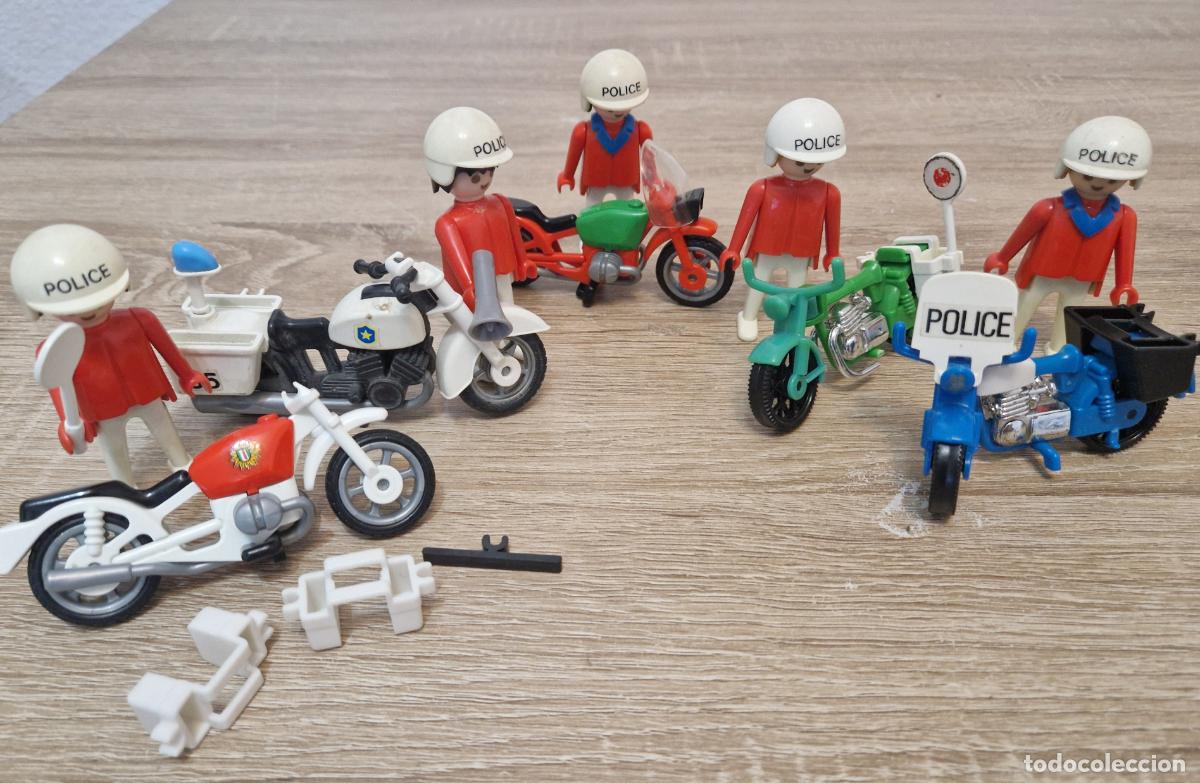 Playmobil: lote antiguas figura mu&ntilde;eco playmobil system geobra 1974 policia motorista moto trafico