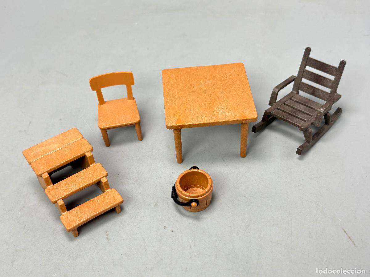 Playmobil: Playmobil lote mesa mecedora banquete y cubo