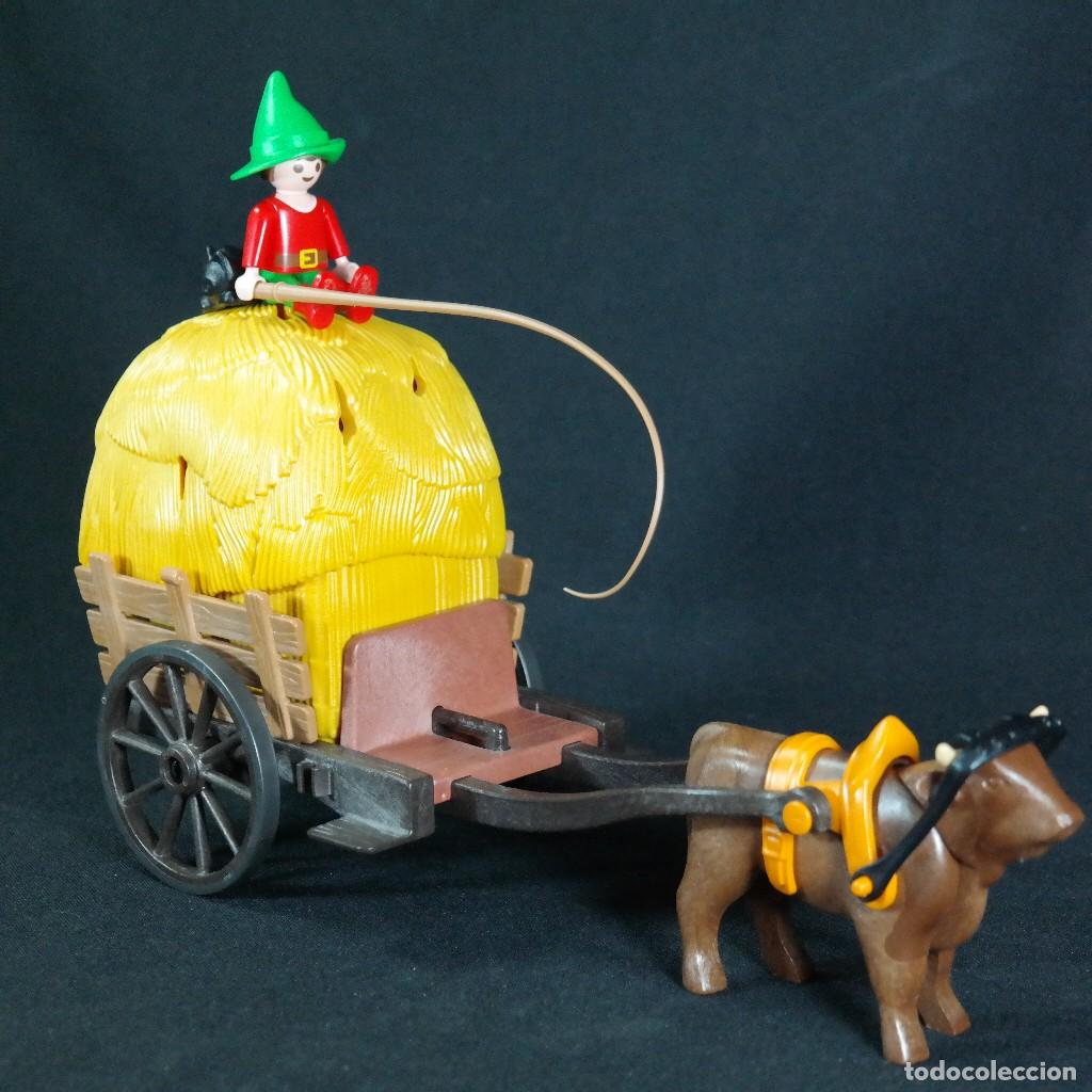 Playmobil: Playmobil carro medieval con paja, ni&ntilde;o y gato ☼