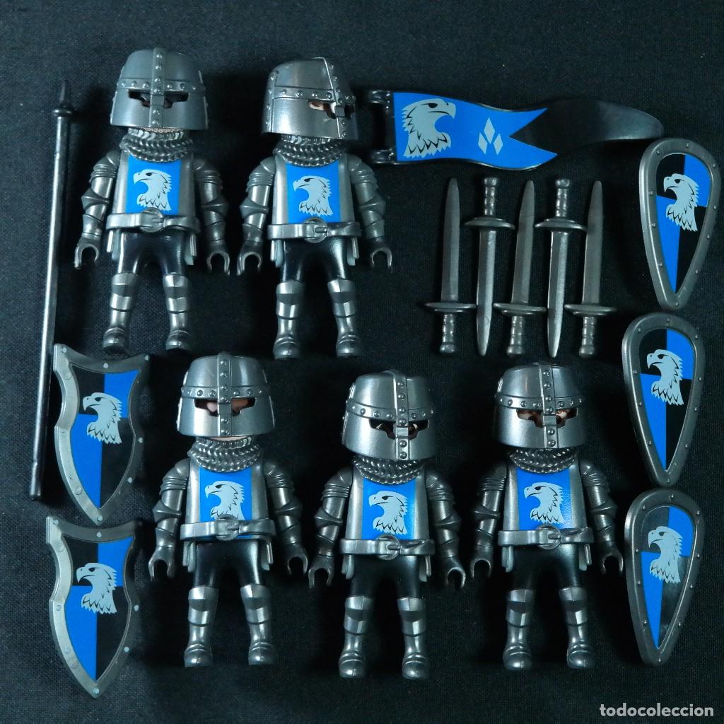 Playmobil: Playmobil 5 caballeros medievales con escudos y armas ☼