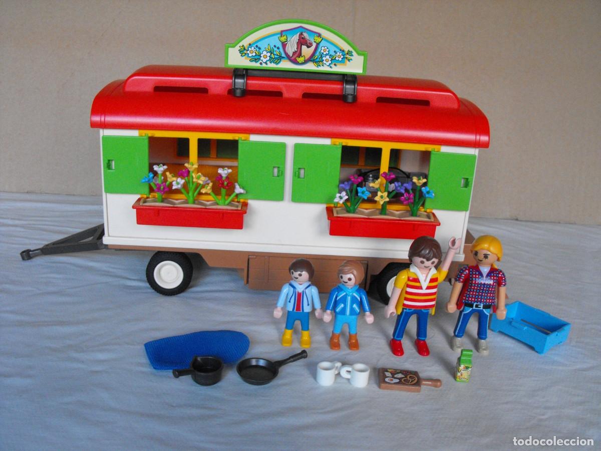 Playmobil: PLAYMOBIL. Carreta remolque vivienda de h&iacute;pica. muy completa