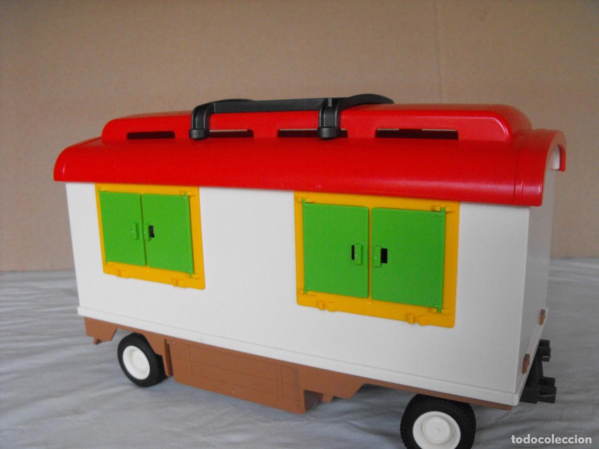 Playmobil: PLAYMOBIL. Carreta remolque vivienda de h&iacute;pica. Incompleta.