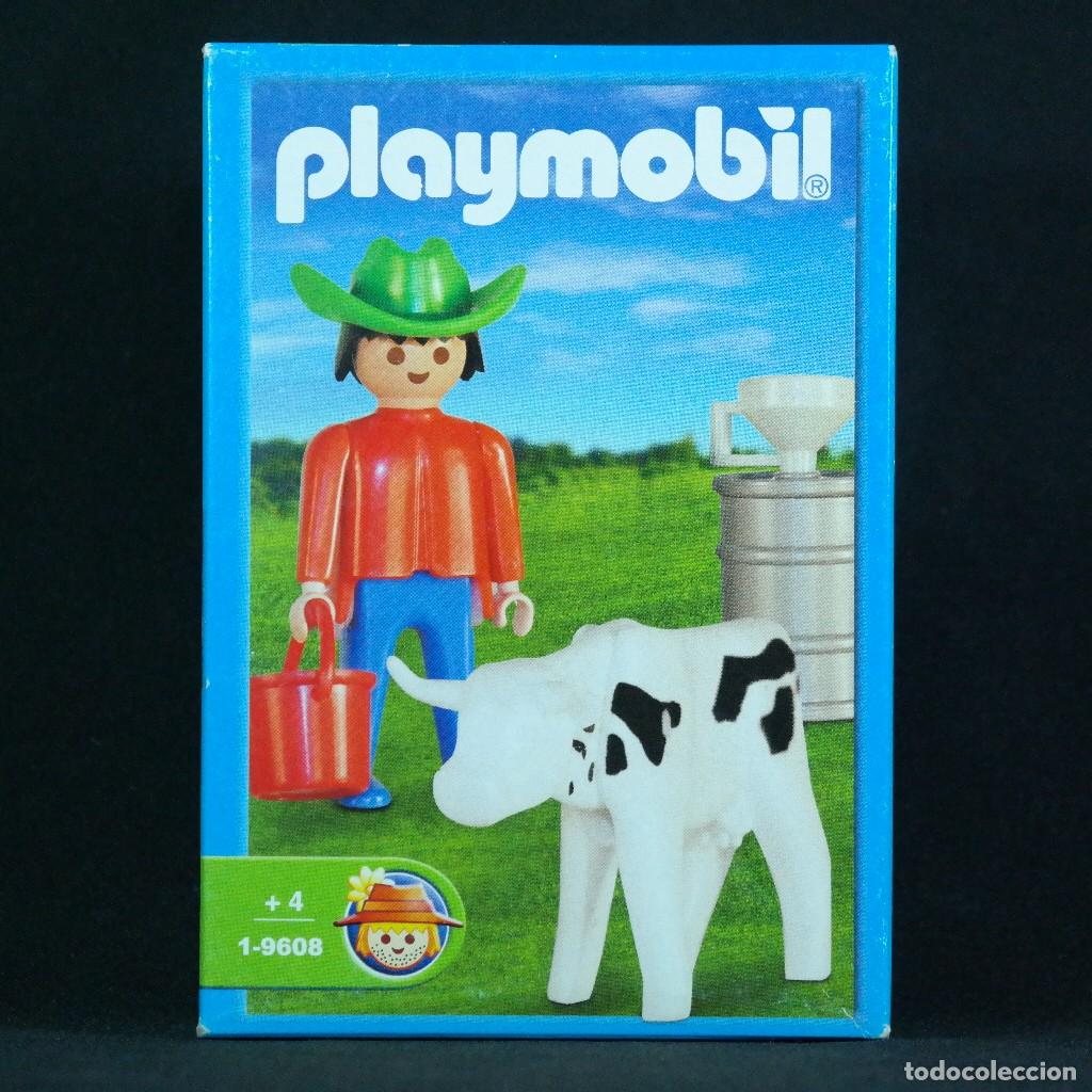 Playmobil: Playmobil vaquero con vaca blanca con manchas ref.1-9608 caja cerrada ☼