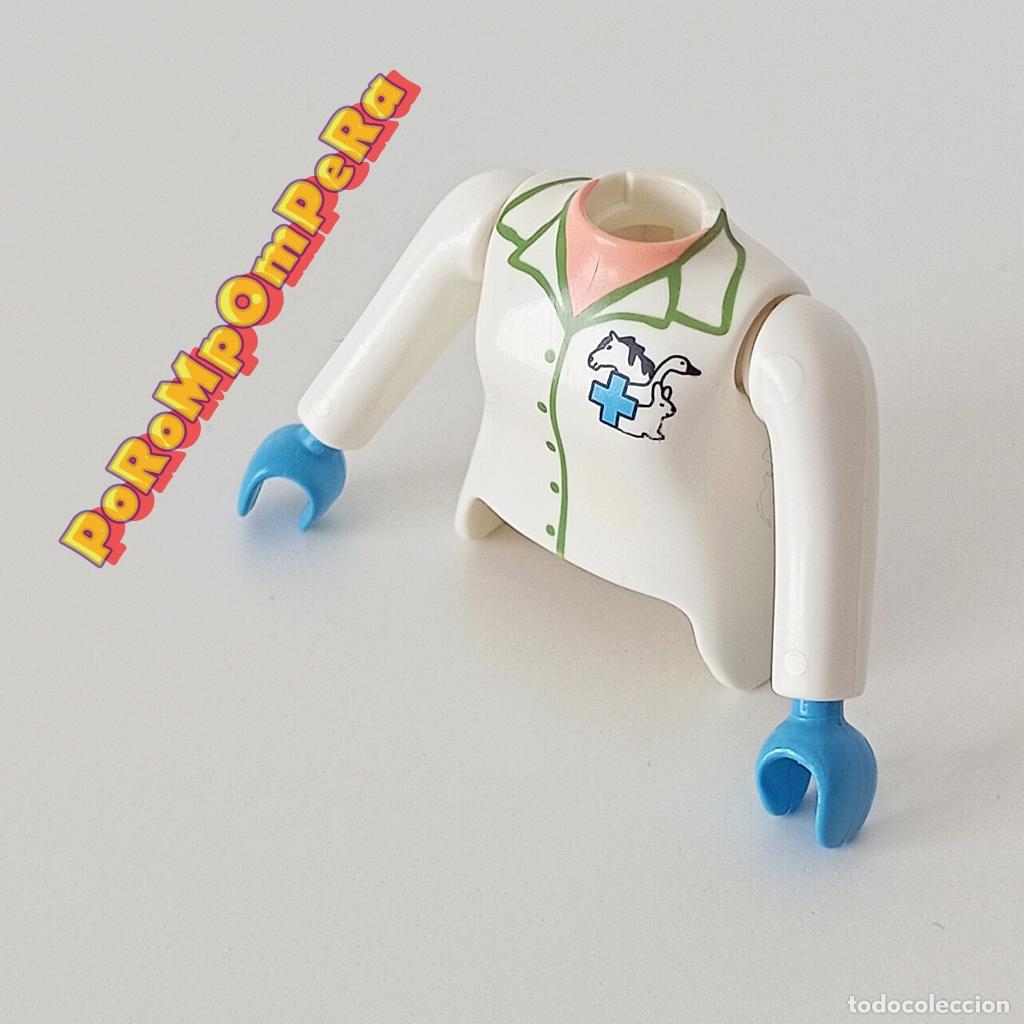 Playmobil: PLAYMOBIL TORSO MUJER BLANCO MANGA LARGA MANO AZUL + BRAZOS CURVOS A JUEGO COMPLETAR/CUSTOM TO4