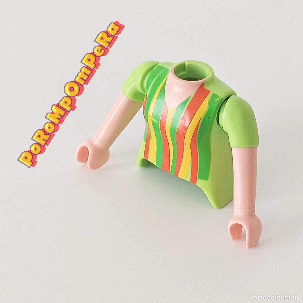 Playmobil: PLAYMOBIL TORSO MUJER VERDE LIMA MANGA CORTA + BRAZOS CURVOS A JUEGO COMPLETAR/CUSTOM TO4