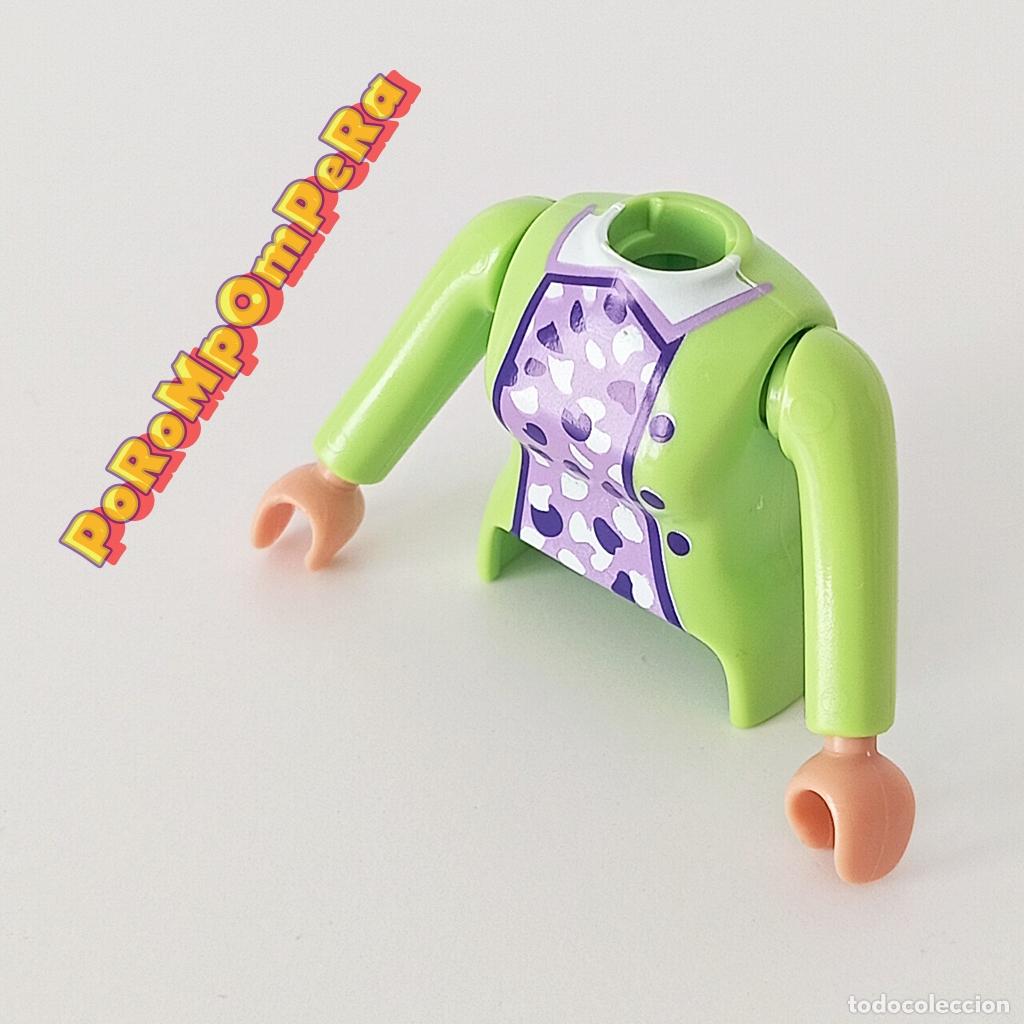 Playmobil: PLAYMOBIL TORSO MUJER VERDE LIMA MANGA LARGA + BRAZOS CURVOS A JUEGO COMPLETAR/CUSTOM TO4