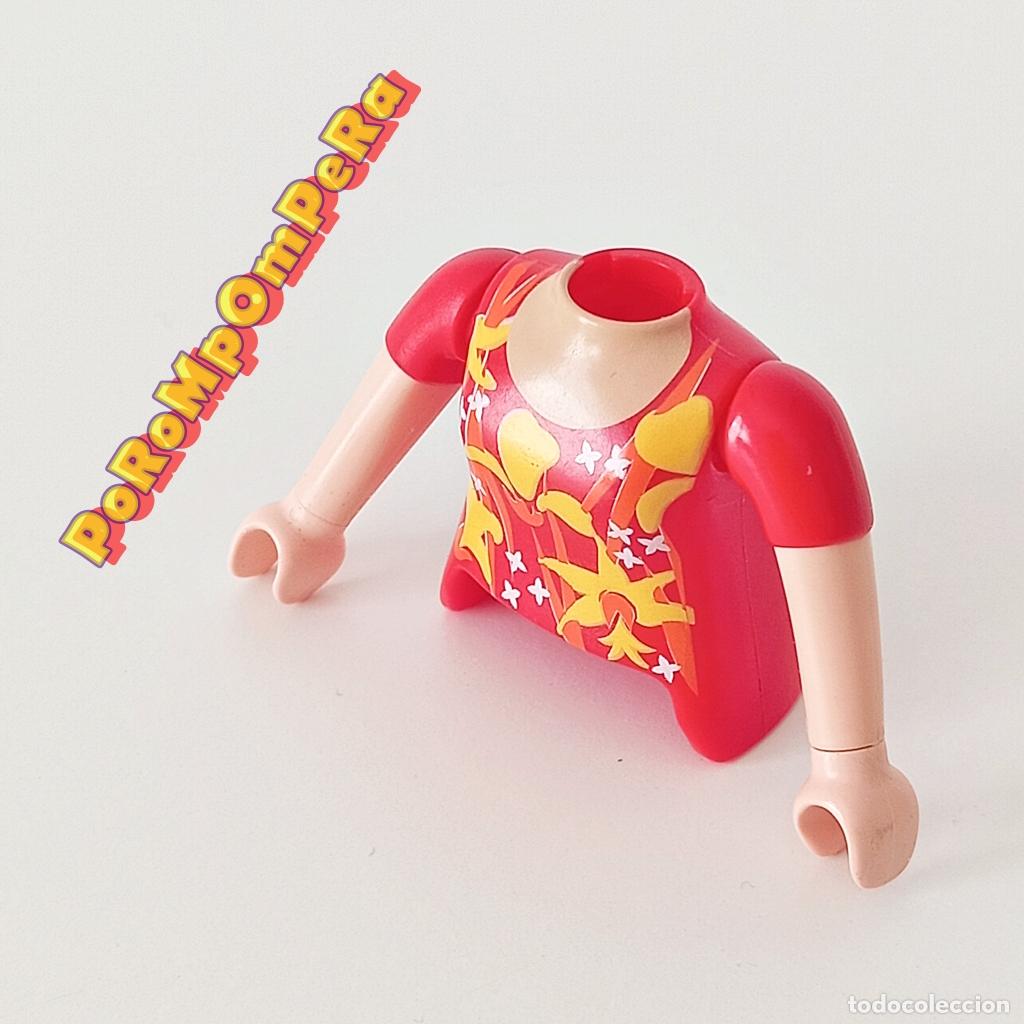 Playmobil: PLAYMOBIL TORSO MUJER ROJO MANGA CORTA + BRAZO CURVO A JUEGO COMPLETAR/CUSTOM TO4