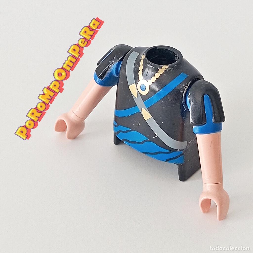 Playmobil: PLAYMOBIL TORSO NEGRO-AZUL + BRAZO MANGA CORTA A JUEGO HOMBRERAS COMPLETAR/CUSTOM PIRTA MEDIEVAL TO4