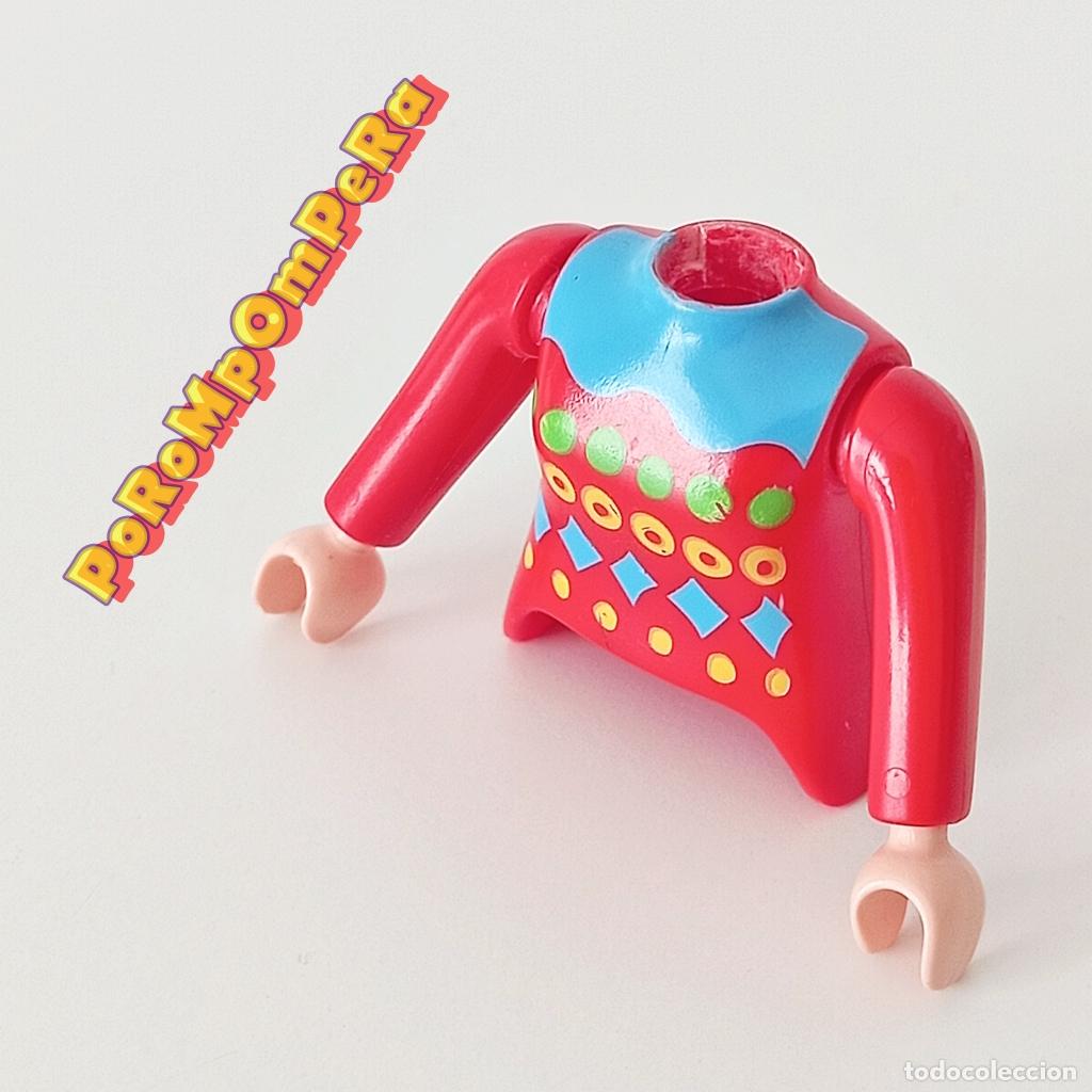 Playmobil: PLAYMOBIL TORSO MUJER ROJO + BRAZO CURVO MANGA LARGA A JUEGO JERSEY INVIERNO COMPLETAR/CUSTOM TO4