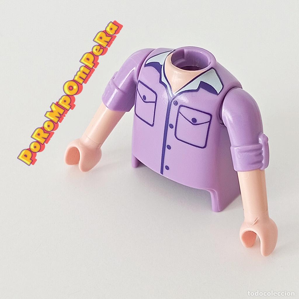 Playmobil: PLAYMOBIL TORSO MORADO + BRAZO MANGA CORTA REMANGADA A JUEGO COMPLETAR/CUSTOM TO4