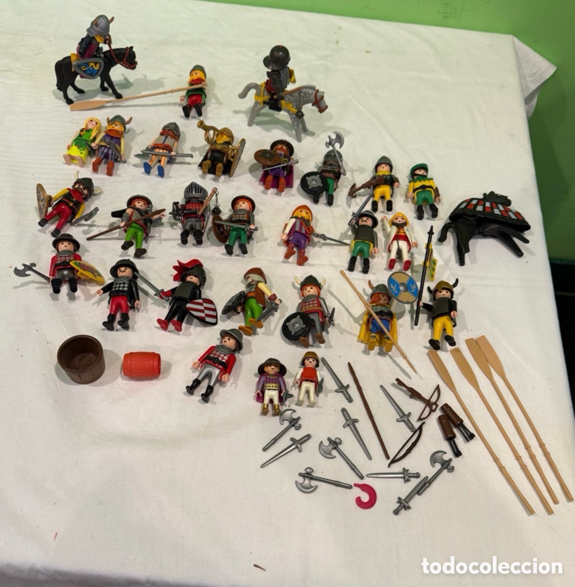 Playmobil: lote Playmobil medieval vintage caballeros vikingos soldados caballos у accesorios