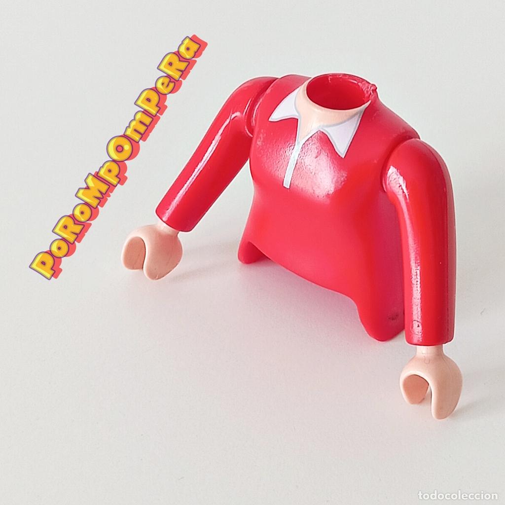 Playmobil: PLAYMOBIL TORSO MUJER ROJO + BRAZO MANGA LARGA A JUEGO JERSEY COMPLETAR/CUSTOM TO4
