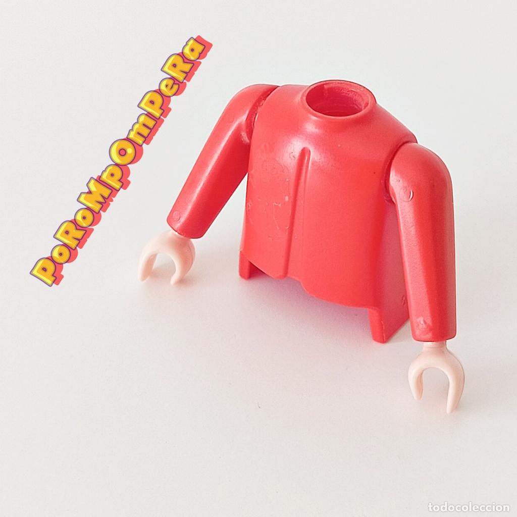 Playmobil: PLAYMOBIL TORSO MUJER ROJO A&Ntilde;OS 80 + BRAZO A JUEGO COMPLETAR/CUSTOM TO4
