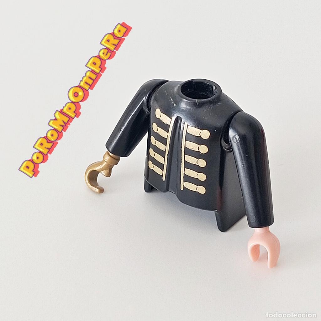 Playmobil: PLAYMOBIL TORSO NEGRO + BRAZO GARFIO A JUEGO COMPLETAR/CUSTOM CAPIT&Aacute;N PIRATA TO4