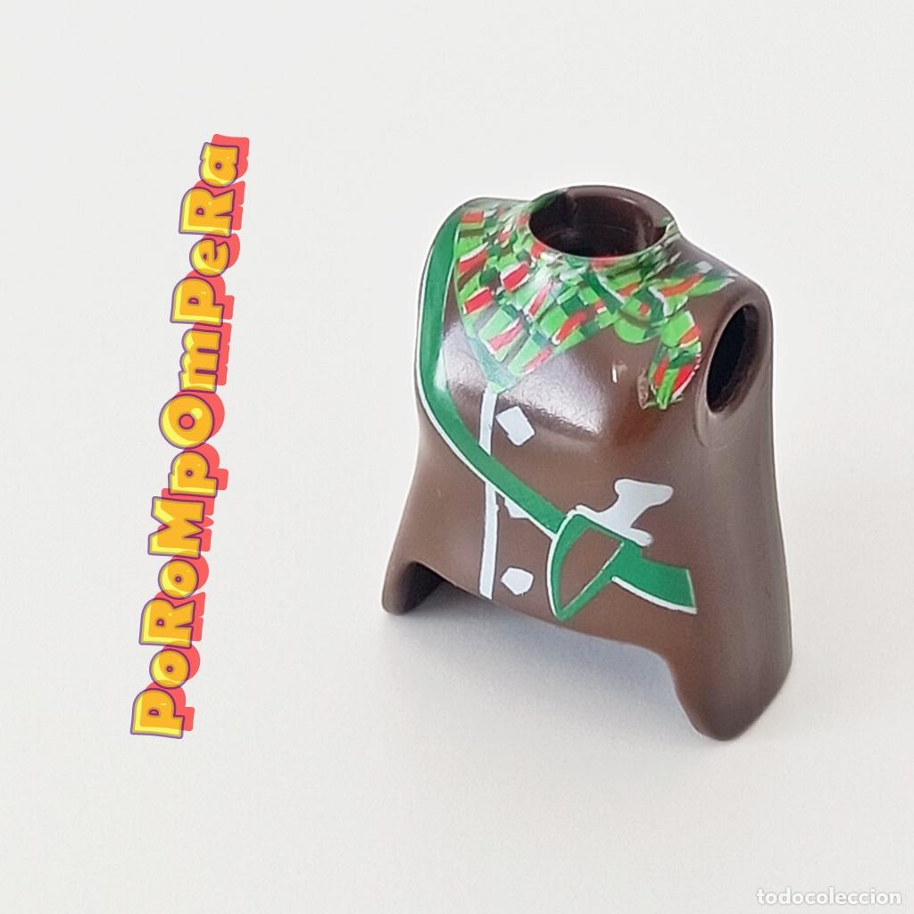 Playmobil: PLAYMOBIL TORSO MUJER MARR&Oacute;N OSCURO CAMISA DIBUJO CUCHILLO COMPLETAR/CUSTOM TO9