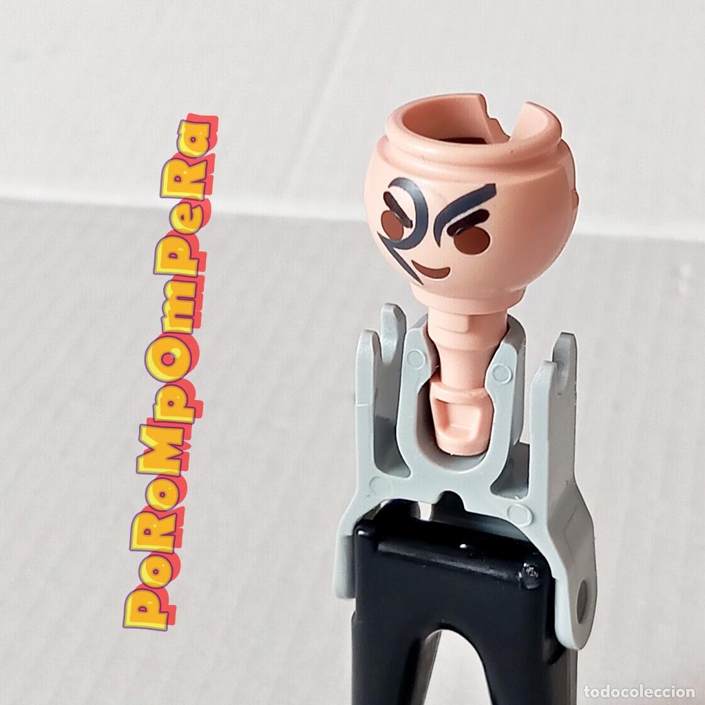 Playmobil: PLAYMOBIL CABEZA TATUAJE GRIS CARA CEJA ARQUEADA HUECO DOBLE CUSTOM/COMPLETAR FF