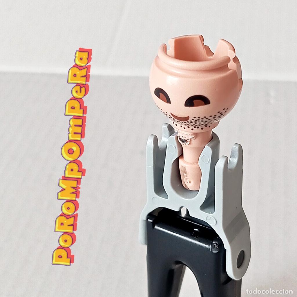 Playmobil: PLAYMOBIL CABEZA BARBA SIN AFEITAR P&Aacute;RPADO NEGRO HENDIDURA LATERAL CUSTOM/COMPLETAR FF