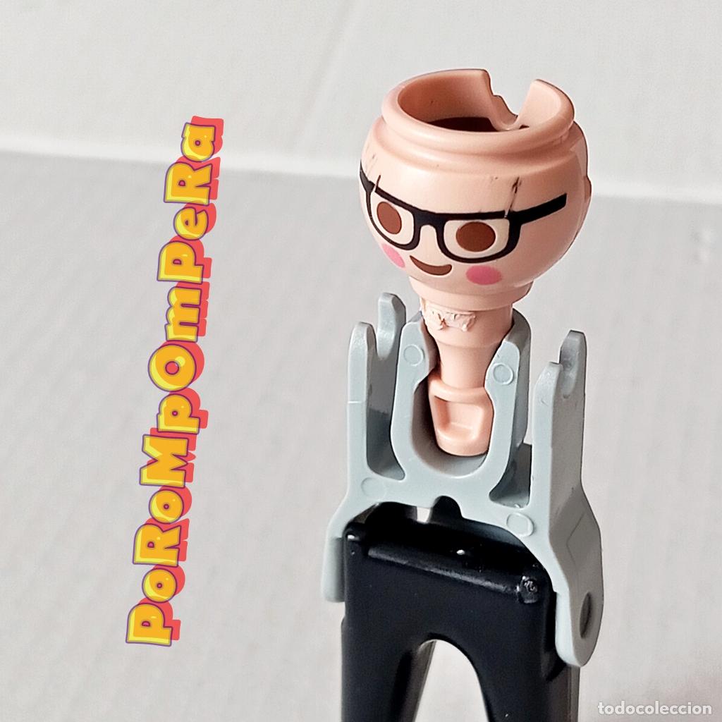 Playmobil: PLAYMOBIL CABEZA GAFAS NEGRAS MEJILLA SONROSADA HUECO DOBLE CUSTOM/COMPLETAR FF