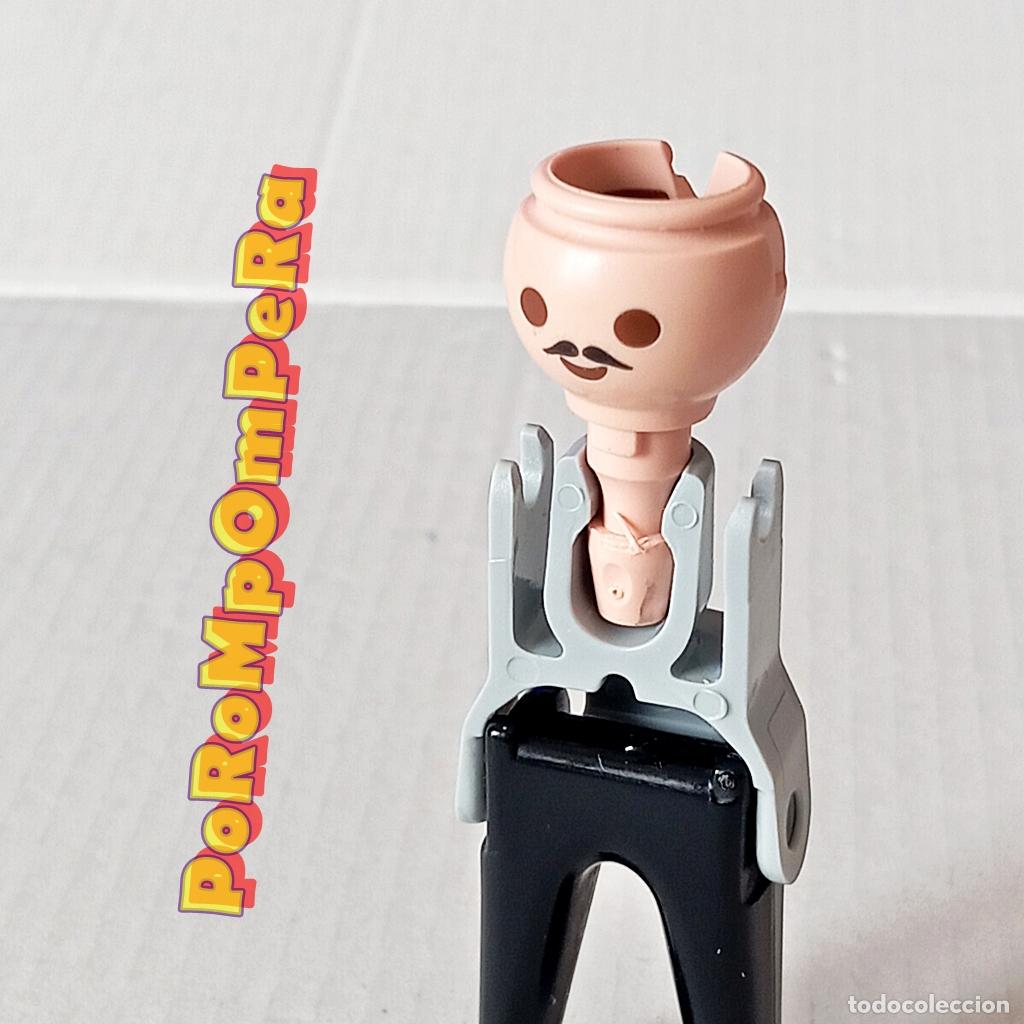 Playmobil: PLAYMOBIL CABEZA BIGOTE PEQUE&Ntilde;O FINO NEGRO HUECO TRASERO CUSTOM/COMPLETAR
