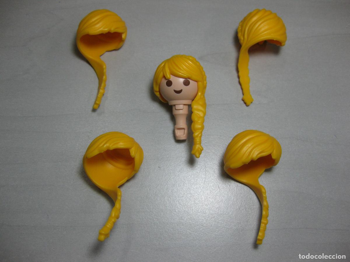 Playmobil: PLAYMOBIL lote 5 pelos peluca recambio trenza Rapunzel rubia - cabeza no incluida-