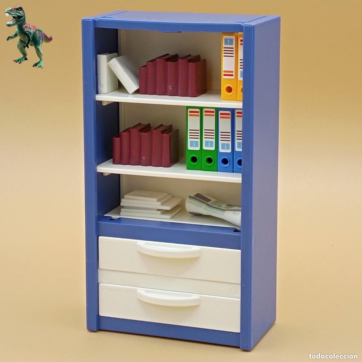 Playmobil: Playmobil estanteria azul mueble armario cajones libros archivadores despacho oficina 3954 3957 4289