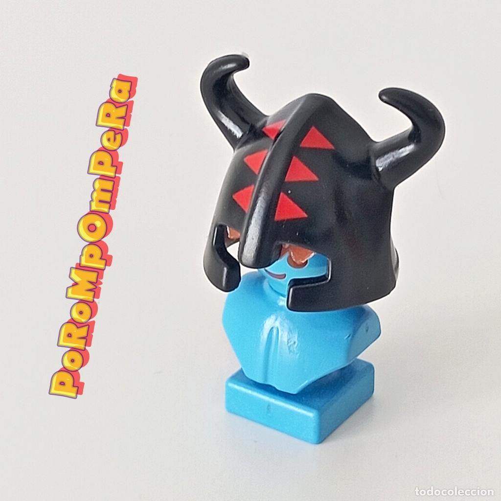 Playmobil: PLAYMOBIL CASCO NEGRO CUERNOS DIBUJO ROJO GUERRERO DRAG&Oacute;N 4633 CABALLERO MEDIEVAL B&Aacute;RBARO VIKINGO i5