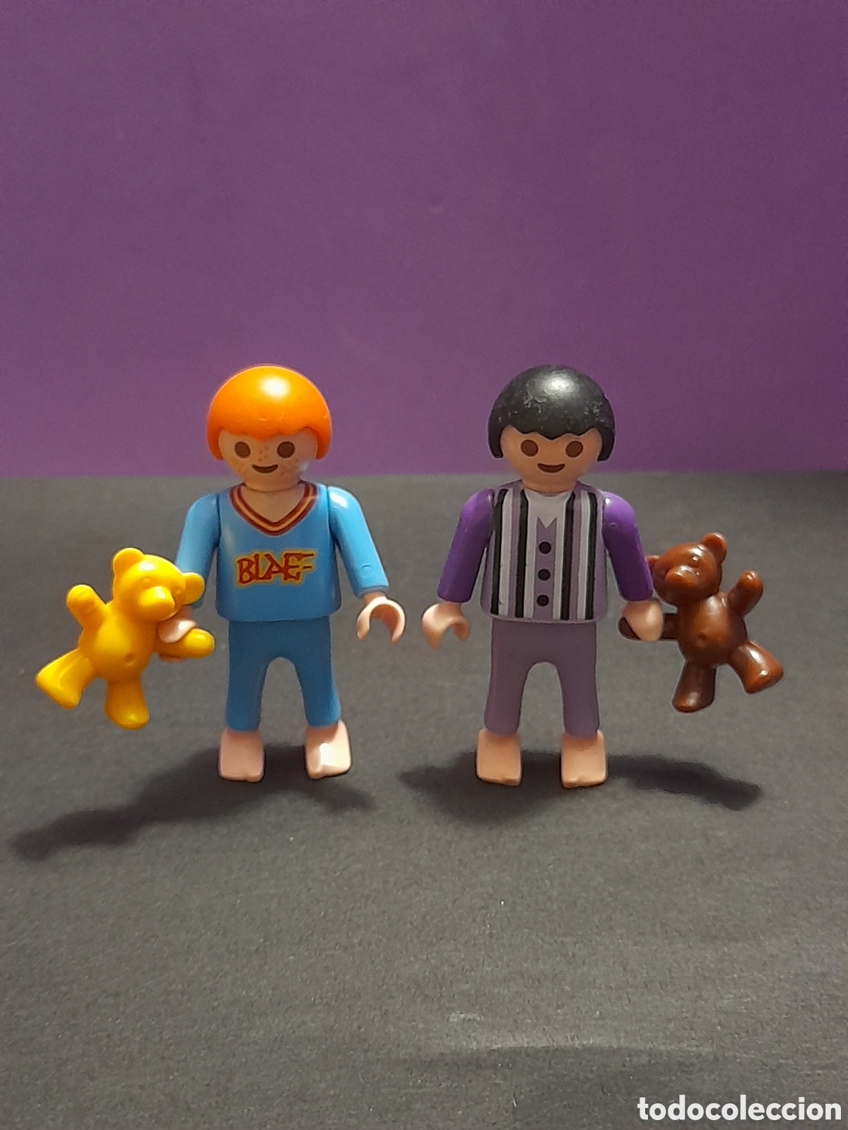 Playmobil: Playmobil figuras, dos ni&ntilde;os con pijamay ositos de peluche