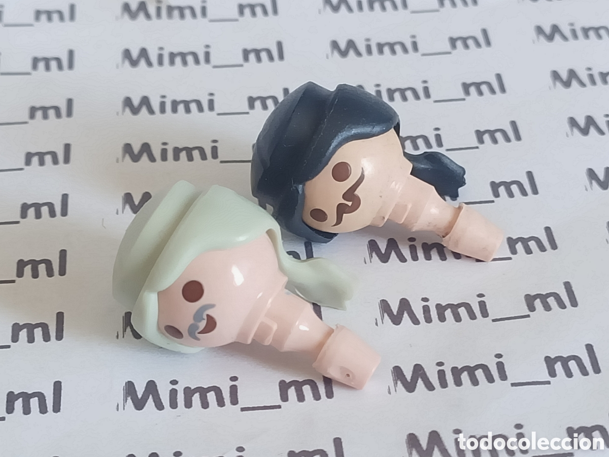 Playmobil: Playmobil 2 cabezas con pelo hombre bigote coleta recambios figuras