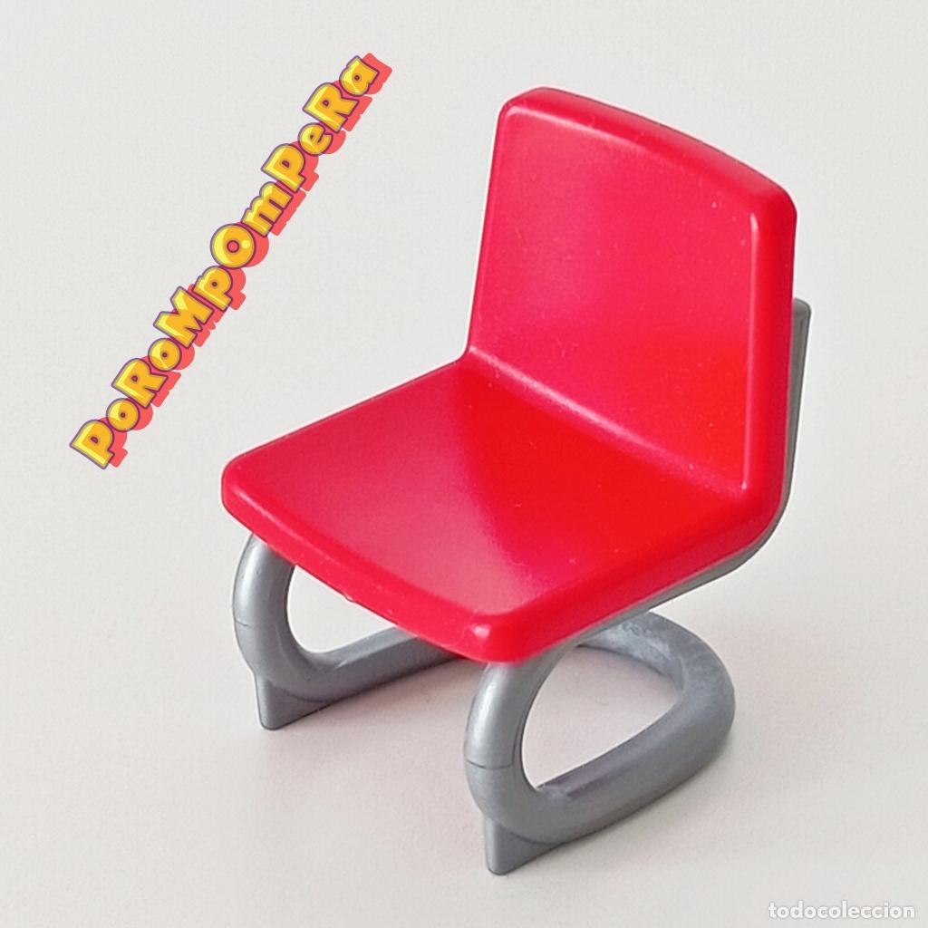 Playmobil: PLAYMOBIL SILLA ROJA PATA TUBULAR GRIS PLATEADA - DIFERENTES SETS i1