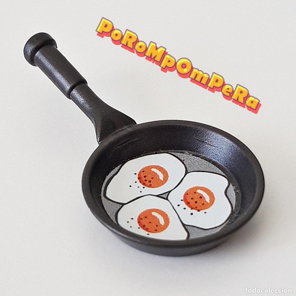 Playmobil: PLAYMOBIL SARTEN OSCURA METALIZADA HUEVOS FRITOS COCINA RESTATURANTE BAR - DIFERENTES SET/S i6