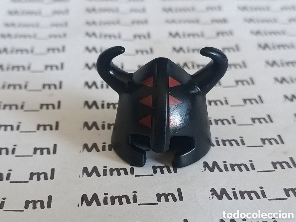 Playmobil: Playmobil casco cuernos color negro medieval