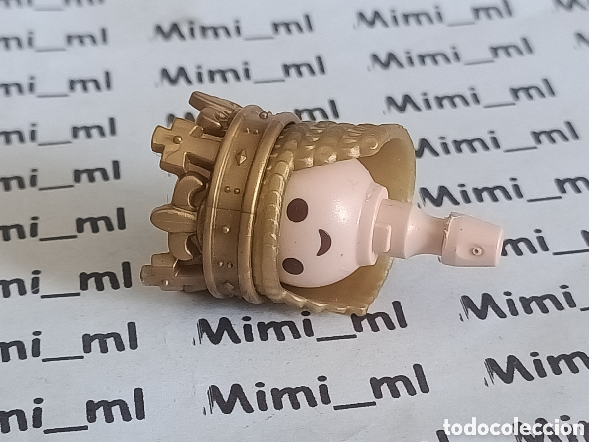 Playmobil: Playmobil cabeza con pelo dorado y corona rey medieval recambios figuras