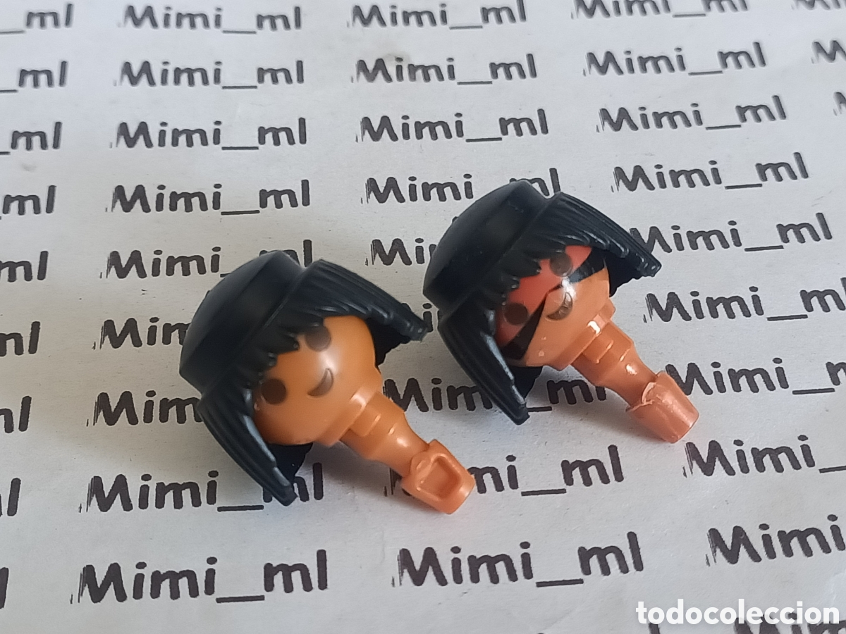 Playmobil: Playmobil 2 cabezas con pelo negro hombre indio western oeste recambios figuras