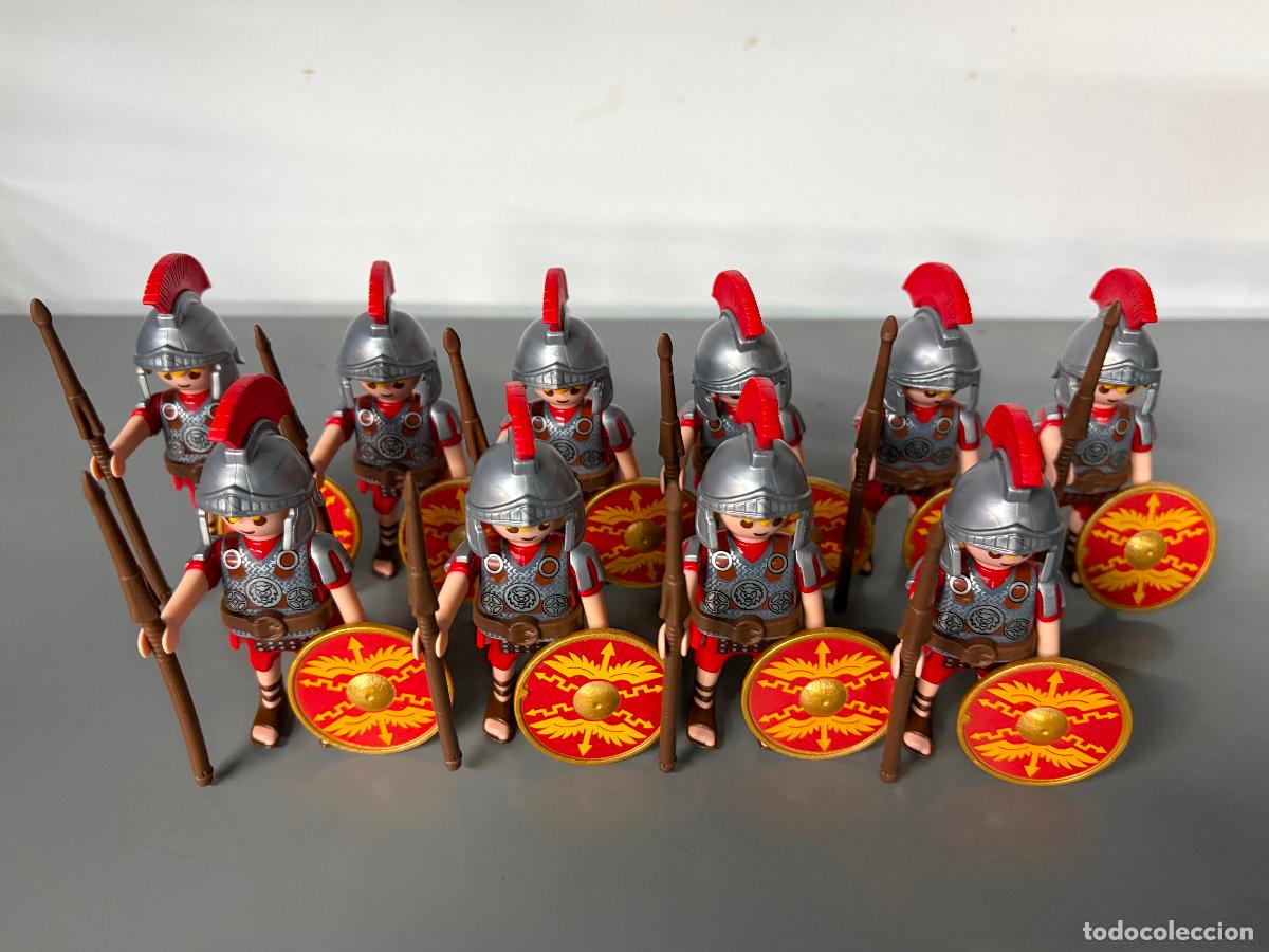 Playmobil: playmobil lote 10 figuras romanos con escudo , casco con penacho rojo y lanza-mg
