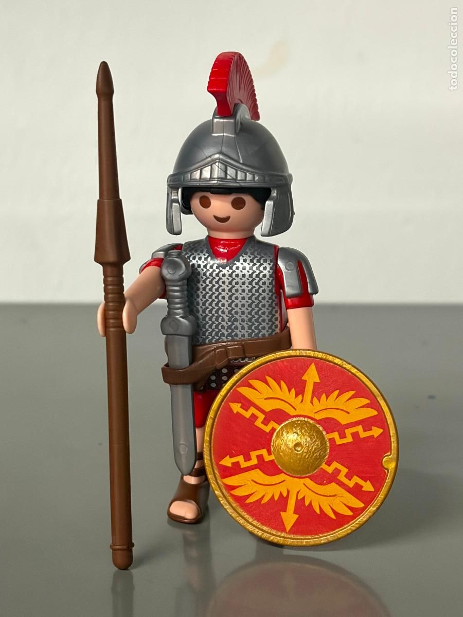 Playmobil: playmobil figura romano, casco penacho pilum escudo cinturon espada.