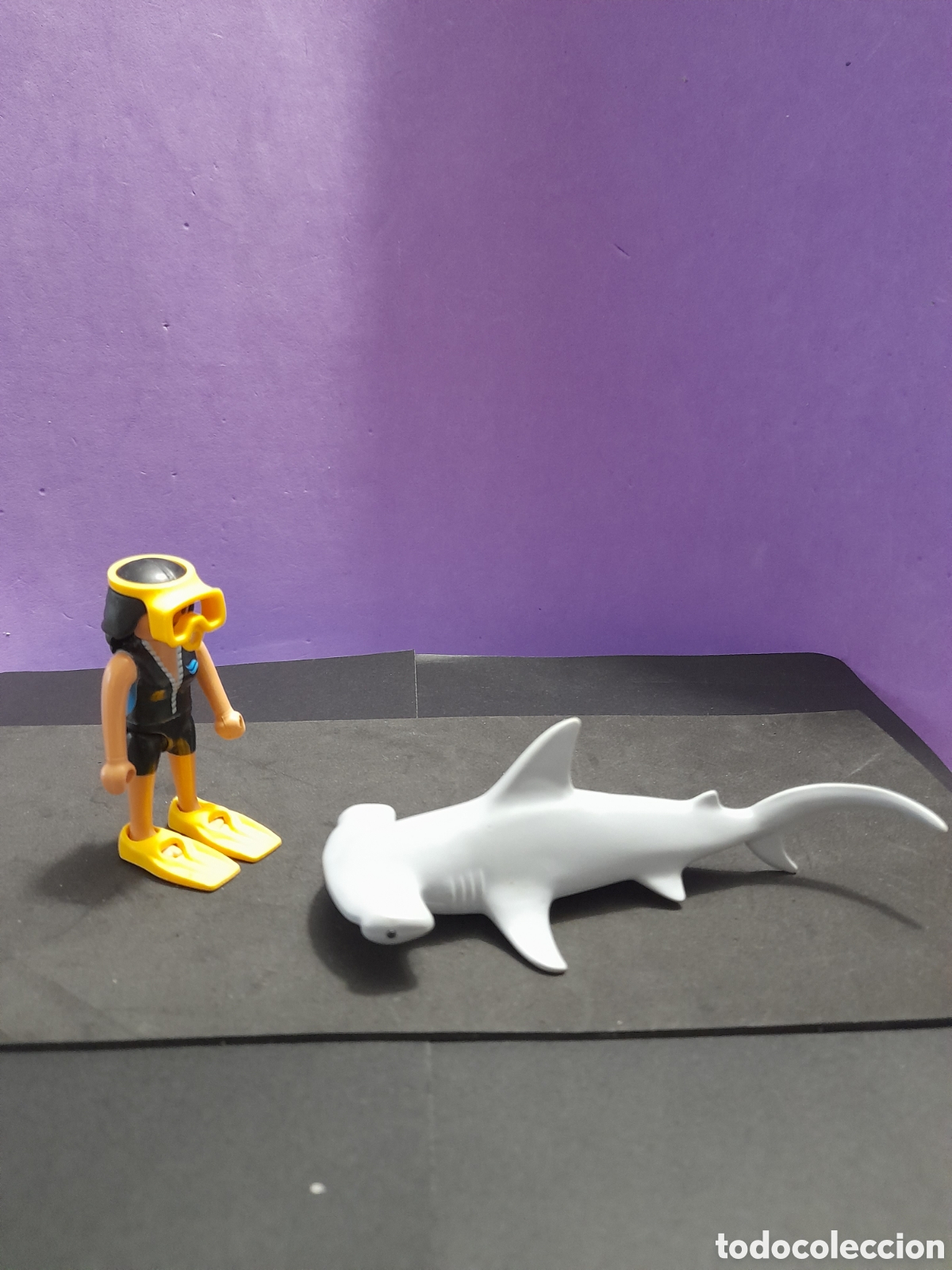 Playmobil: Playmobil figuras, submarinista y tibur&oacute;n martillo