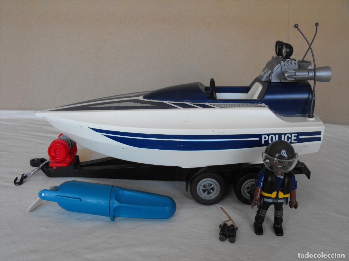 Playmobil: PLAYMOBIL. Barco lancha de policia con remolque. De la Ref. 5187.