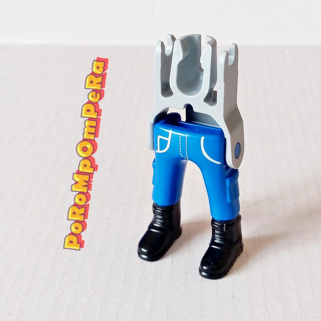 Playmobil: PLAYMOBIL PIERNA PANTAL&Oacute;N AZUL BOTA ALTA NEGRA + ESQUELETO CUSTOM/COMPLETAR Q8