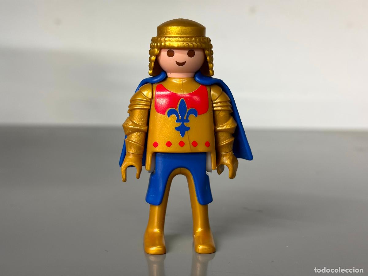 Playmobil: playmobil figura caballero dorado medieval con capa azul -mix20