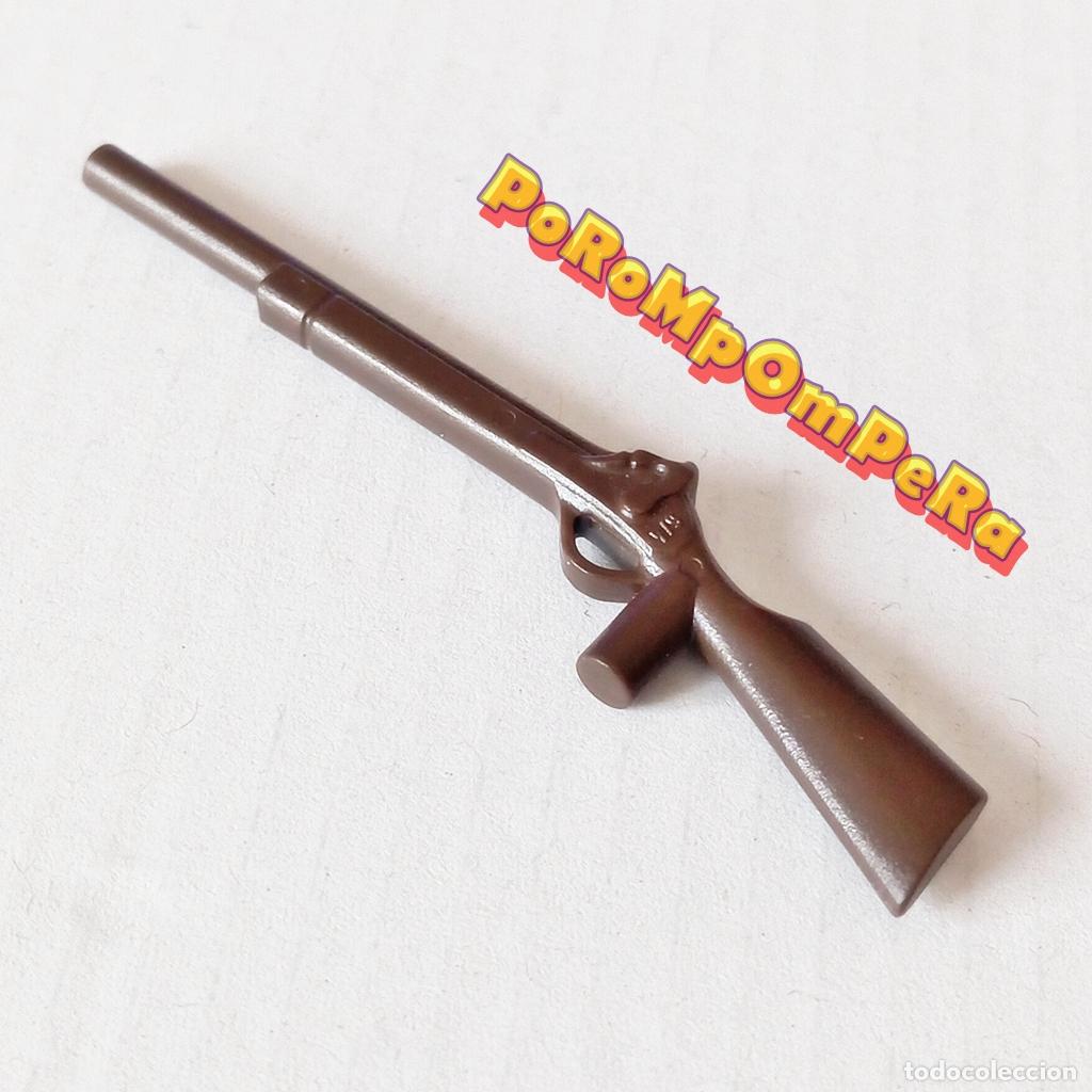 Playmobil: PLAYMOBIL FUSIL MARR&Oacute;N OSCURO OESTE ESCOPETA SHERIFF RIFLE BANDIDO INDIO FUERTE NORDISTA SUDIST Q8