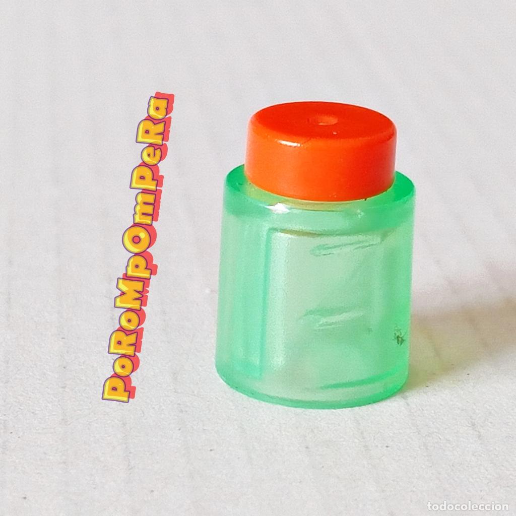 Playmobil: PLAYMOBIL TARRO VERDE TRASL&Uacute;CIDO TAPA NARANJA BOTE ENVASE ALIMENTO TIENDA SUPERMERCADO COCINA Q4