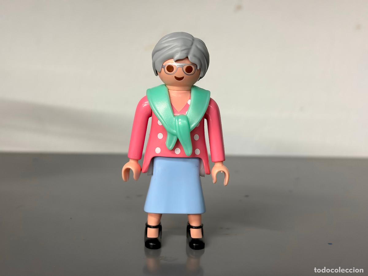 Playmobil: playmobil figura mujer anciana abuelita victoriana con tul pa&ntilde;uelo cuello pelo gris -mix20