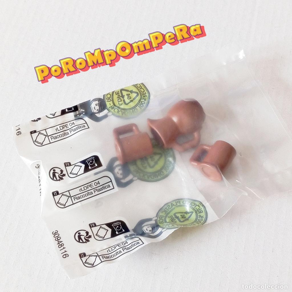Playmobil: PLAYMOBIL LOTE JARRA MARR&Oacute;N + 2 VASOS CER&Aacute;MICA BARRO MEDIEVAL VIKINGO BEDUINO Q4