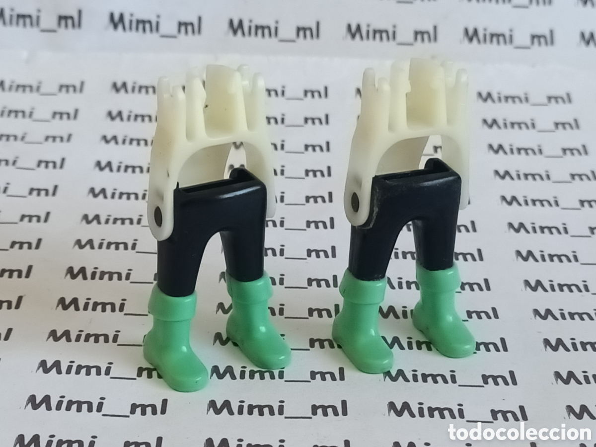 Playmobil: Playmobil 2 pares piernas con esqueleto caballero medieval drag&oacute;n verde recambios figuras