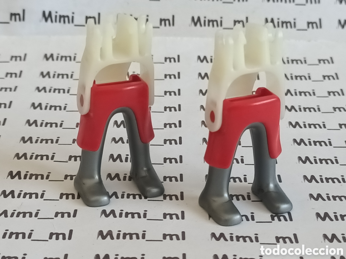 Playmobil: Playmobil 2 pares piernas con esqueleto caballero medieval fald&oacute;n rojo recambios figuras
