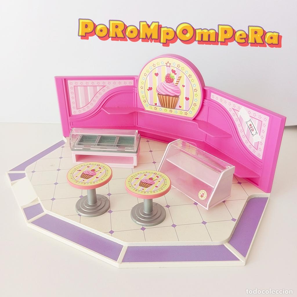 Playmobil: PLAYMOBIL LOTE CAFETER&Iacute;A CUPCAKE 9080 NEVERA FRIGOR&Iacute;FICO HELADO MOSTRADOR MESA CG5